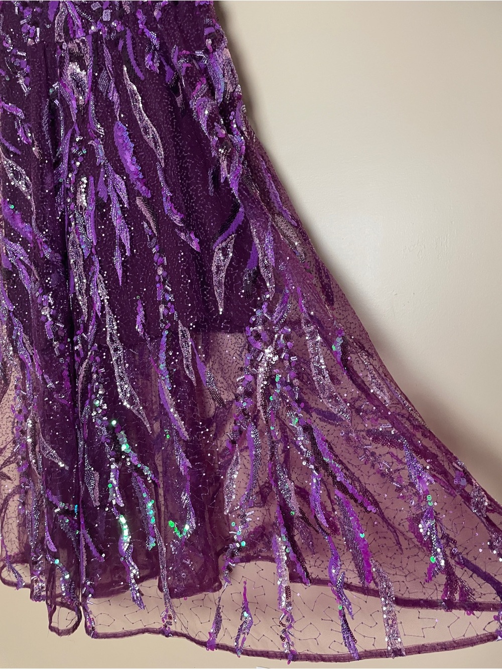 Dress the Population Cassandra Midi Dress XL Beaded Violet Multi Square Neck - Picture 8 of 16